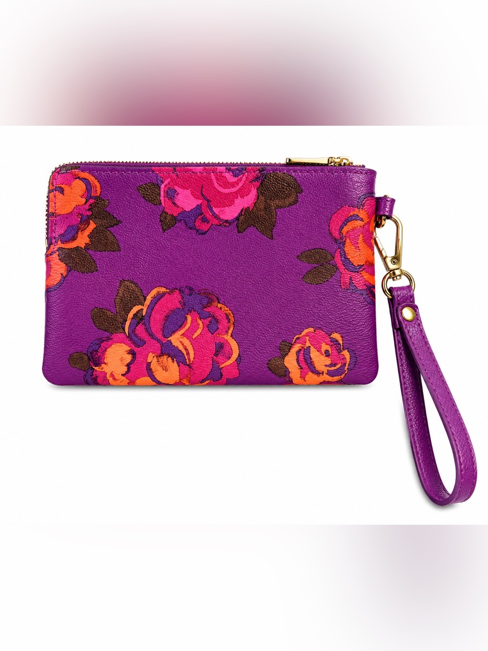 NEW Coach Purple Floral Wristlet - Picture 2 of 3